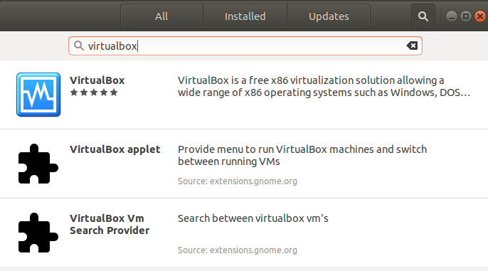 Search for VirtualBox